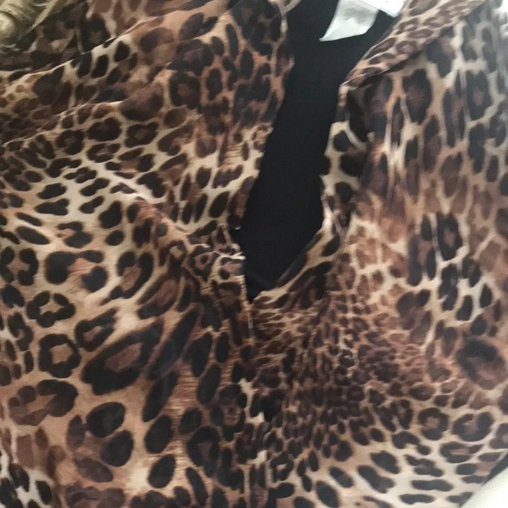 Leopard Print Wrap Bodysuit in Brown and Black - Picture 2 of 7